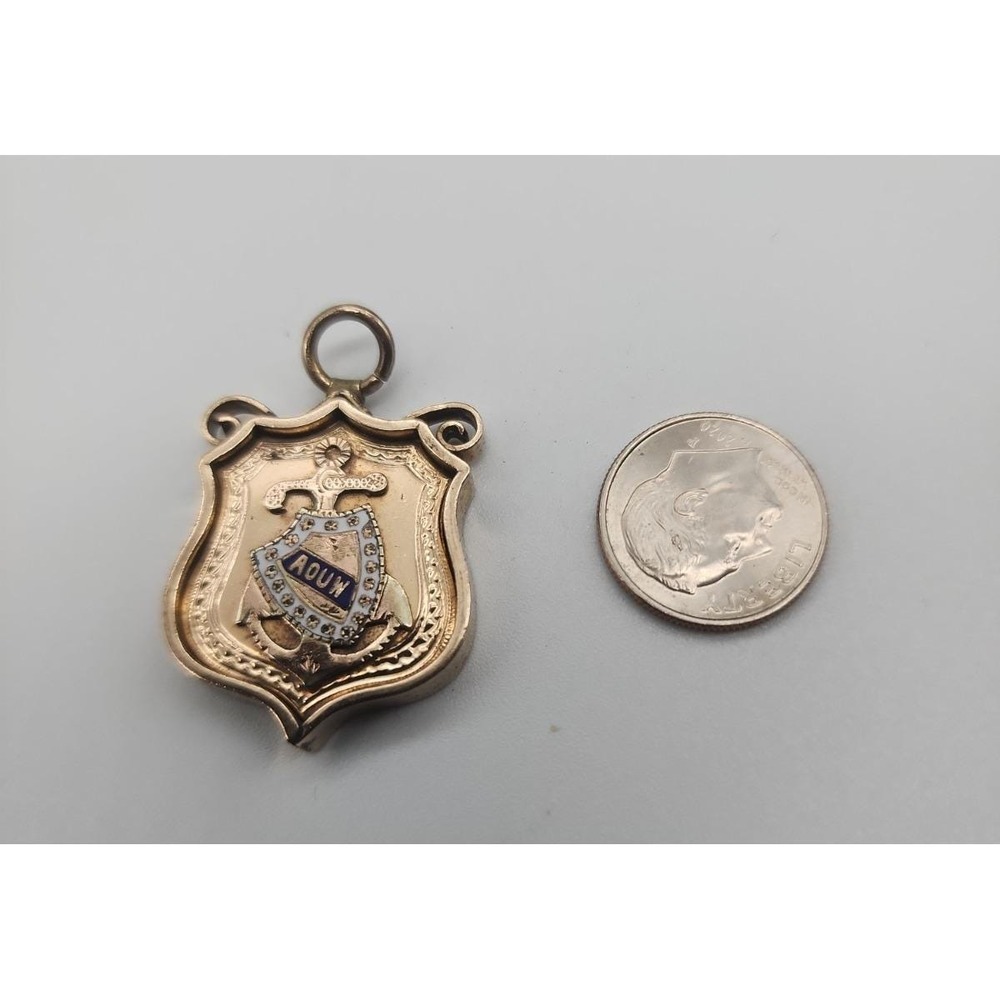 A.O.U.W American Order Of United Workman Fraternal Pendant Gold Plated